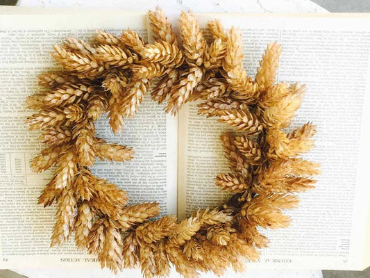 11" Barley Hops Candle Ring, Beige