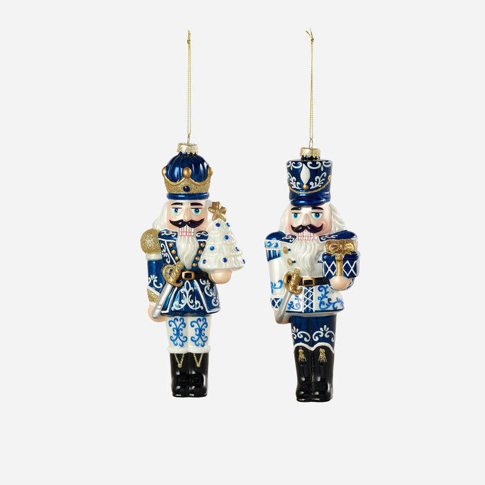 Blue and White Nutcracker Ornament, Set of 2 Assorted