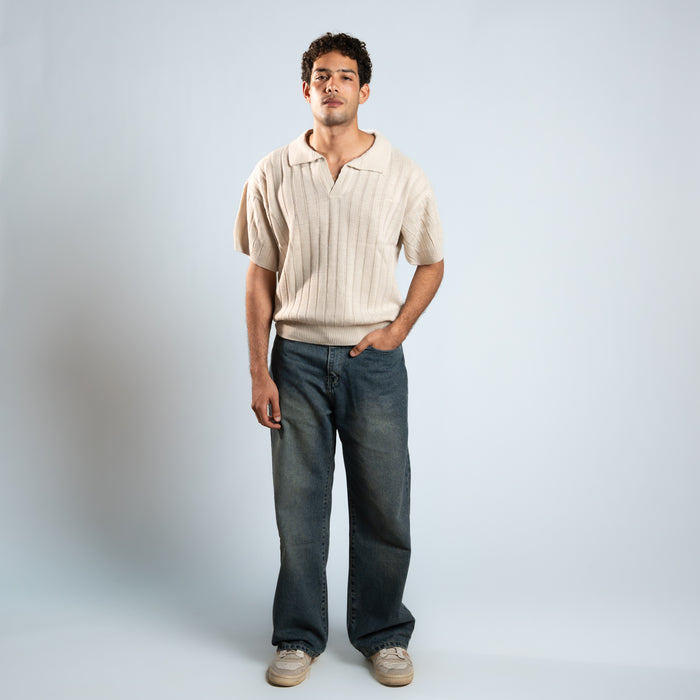 Bucks Ribbed Knitted Polo Boxy Fit