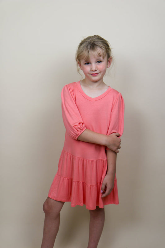Kids Solid Tier Dress Girl's Dress Chris and Carol- Tilden Co.