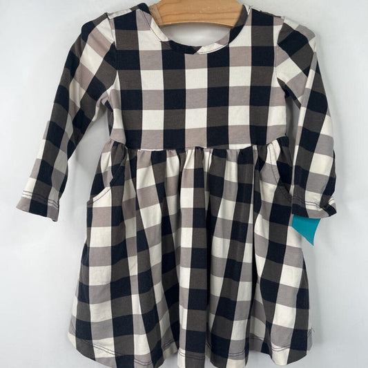 Size 2 (85): Hanna Andersson Black/White Checkered Long Sleeve Dress