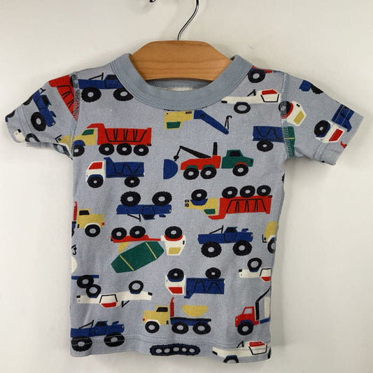 Size 2 (85): Hanna Andersson Blue/Colorful Constriction Print 2pc Shorty PJs