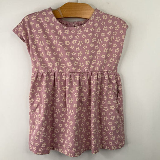 Size 2 (85): Hanna Andersson Purple/White Floral Print Short Sleeve Dress