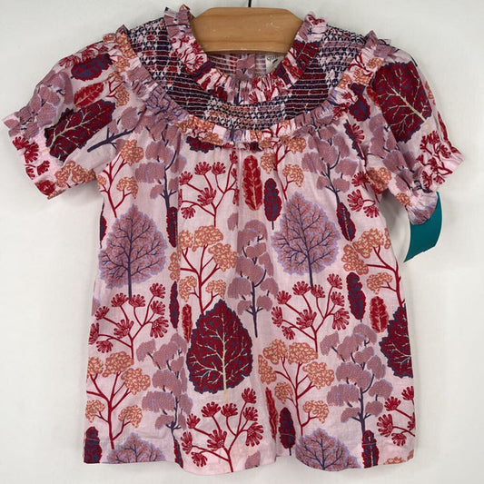 Size 2: Kate Quinn Purple/Colorful Tree Print Short Sleeve Dress