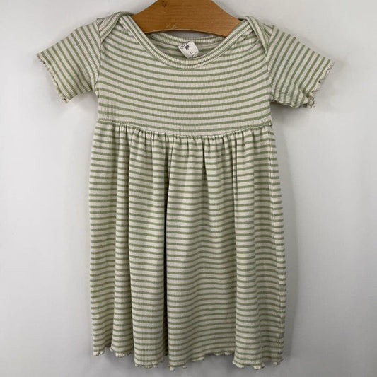 Size 2: Kate Quinn White Green Striped Short Sleeve Dress