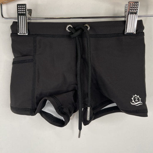 Size 2: Swim Zip Black Swim Shorts -NEW w/Tag