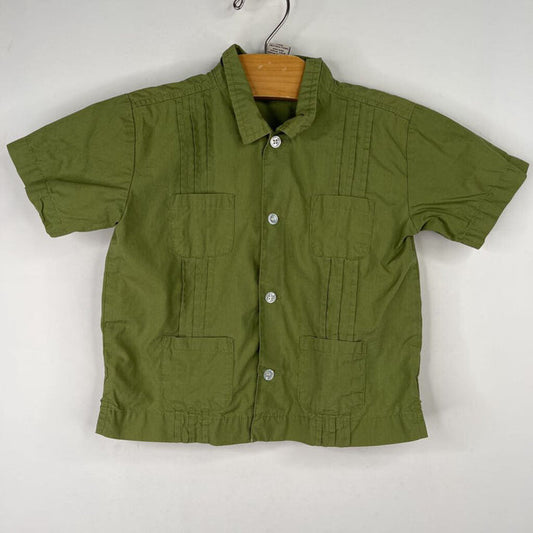 Size 2: Tea Collection Green Short Sleeve Button Up Shirt