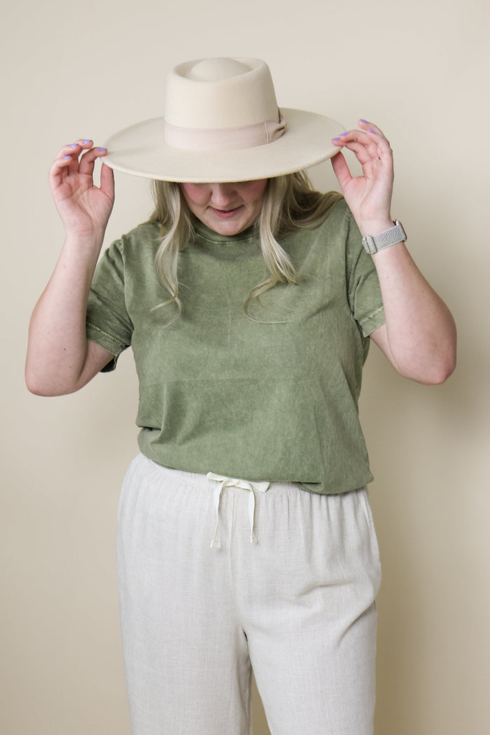 Vegan Felt Wide Brim Boater Bolero Hat Hats Love and Thyme- Tilden Co.